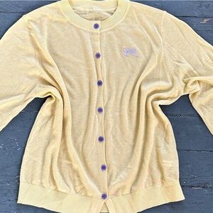 Cute coquette yellow bow cardigan top